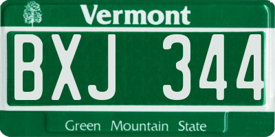 VT license plate BXJ344