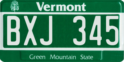VT license plate BXJ345