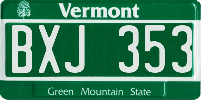 VT license plate BXJ353