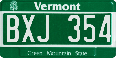 VT license plate BXJ354