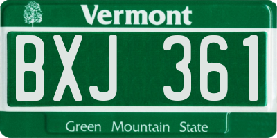 VT license plate BXJ361