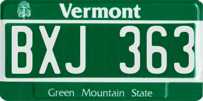 VT license plate BXJ363