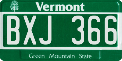 VT license plate BXJ366