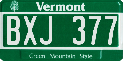 VT license plate BXJ377