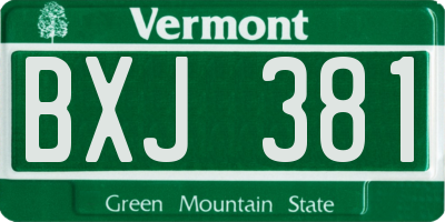 VT license plate BXJ381