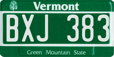 VT license plate BXJ383