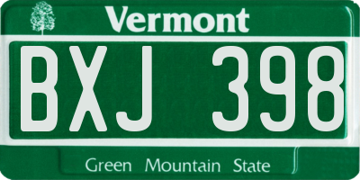VT license plate BXJ398