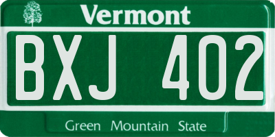 VT license plate BXJ402