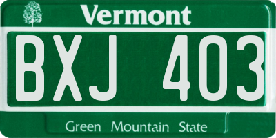 VT license plate BXJ403