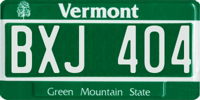VT license plate BXJ404