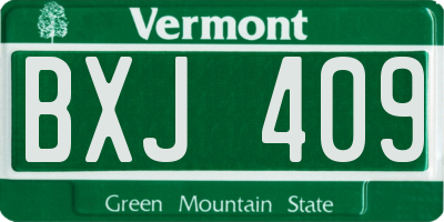 VT license plate BXJ409