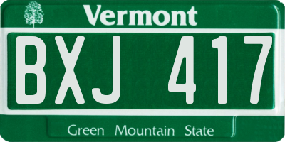 VT license plate BXJ417
