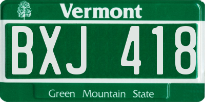 VT license plate BXJ418