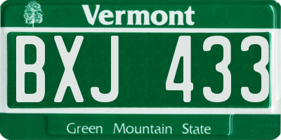 VT license plate BXJ433