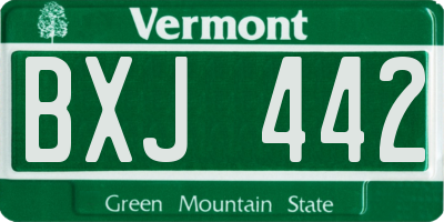 VT license plate BXJ442