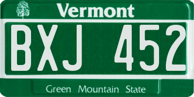 VT license plate BXJ452