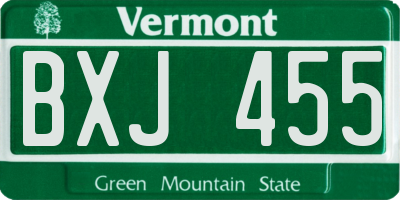 VT license plate BXJ455