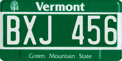 VT license plate BXJ456