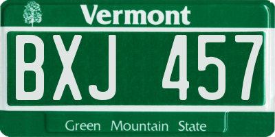VT license plate BXJ457