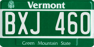 VT license plate BXJ460