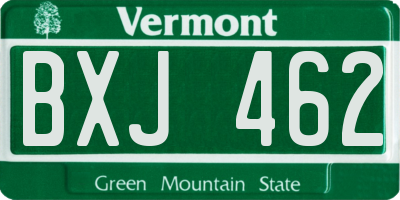 VT license plate BXJ462