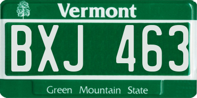 VT license plate BXJ463