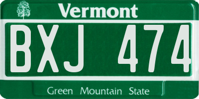 VT license plate BXJ474