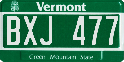 VT license plate BXJ477