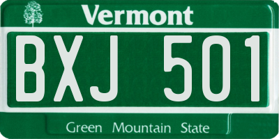 VT license plate BXJ501