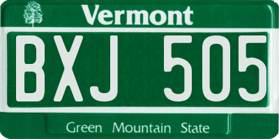 VT license plate BXJ505