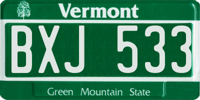 VT license plate BXJ533