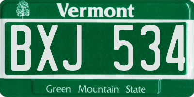 VT license plate BXJ534
