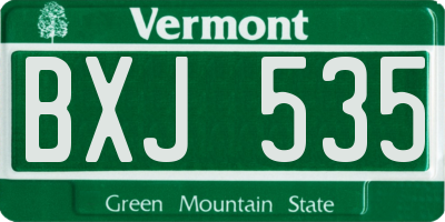 VT license plate BXJ535