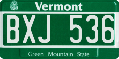 VT license plate BXJ536