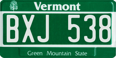 VT license plate BXJ538