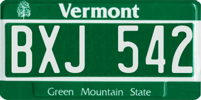 VT license plate BXJ542