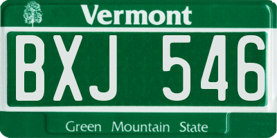 VT license plate BXJ546