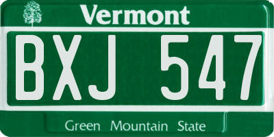 VT license plate BXJ547