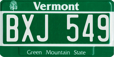 VT license plate BXJ549
