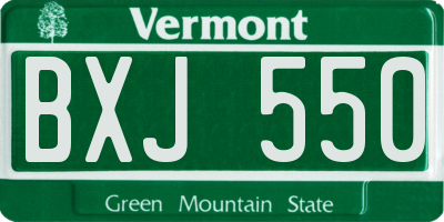 VT license plate BXJ550