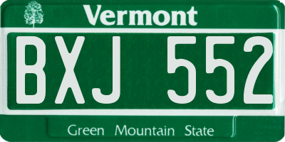 VT license plate BXJ552