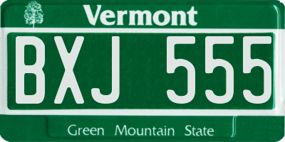 VT license plate BXJ555
