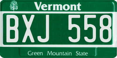 VT license plate BXJ558