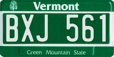 VT license plate BXJ561