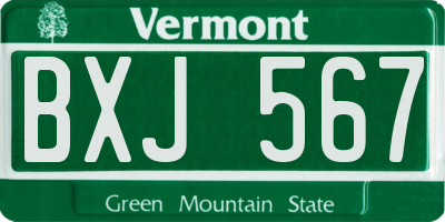 VT license plate BXJ567