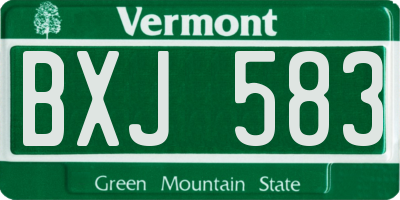 VT license plate BXJ583