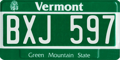 VT license plate BXJ597