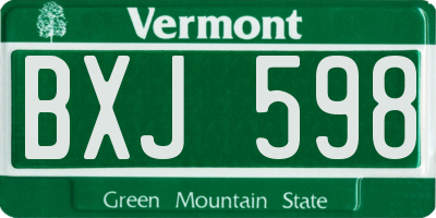 VT license plate BXJ598