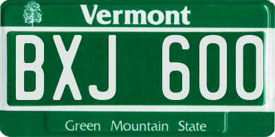 VT license plate BXJ600
