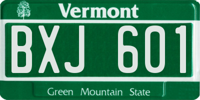 VT license plate BXJ601